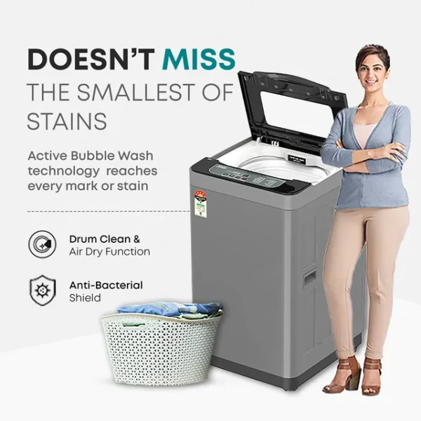 Voltas 7 kg 5 Star Fully Automatic Top Load Washing Machine ( Air Dry Function, Grey)