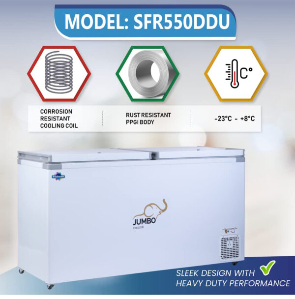 Rockwell Sfr550ddu Double Door Convertible Deep Freezer- 563 Ltr - Image 2